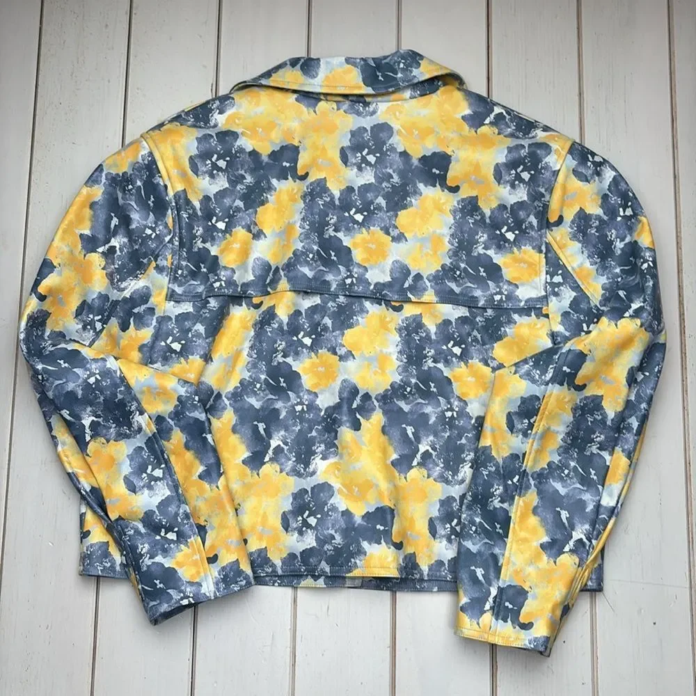 Cropped Floral Yellow and Blue Trench - Picture 12 of 13
